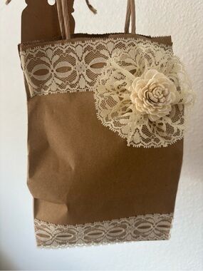 Mystery Gift Bag In A Pretty Lace Handmade w/Cream Flower Fun Bag NEW Final Sale